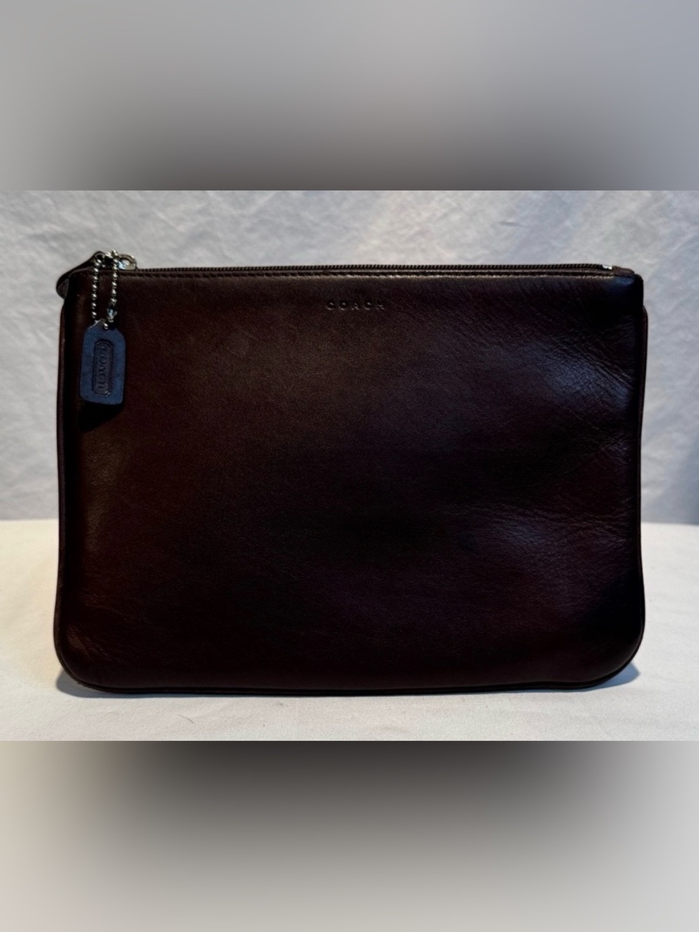 Vintage Coach Women's Dark Brown Leather Cosmetic Bag